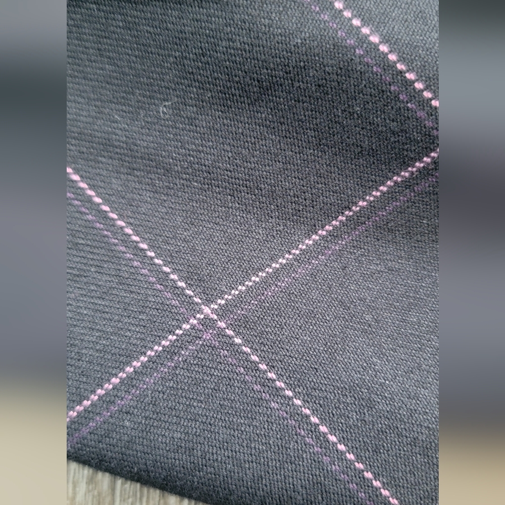 Vintage Y2K Midi Skirt Women's 16P Black w/ Pink & Purple Pin Stripe Plaid Lined - Picture 4 of 10